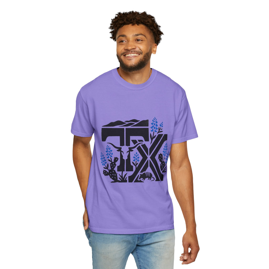 OurStateTees - TX Texas Southwestern Tee — Longhorn, Armadillo & Bluebonnet Graphic T-Shirt
