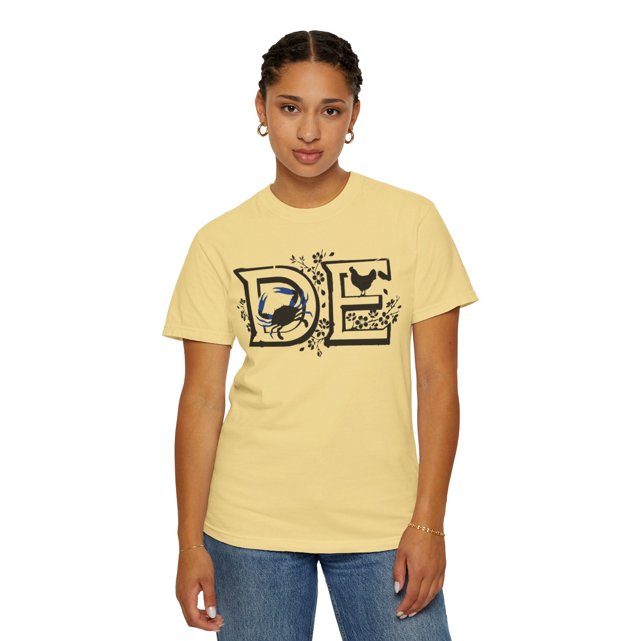 OurStateTees - Deleware DE Letterpress Tee — Floral & Bird Graphic T-Shirt