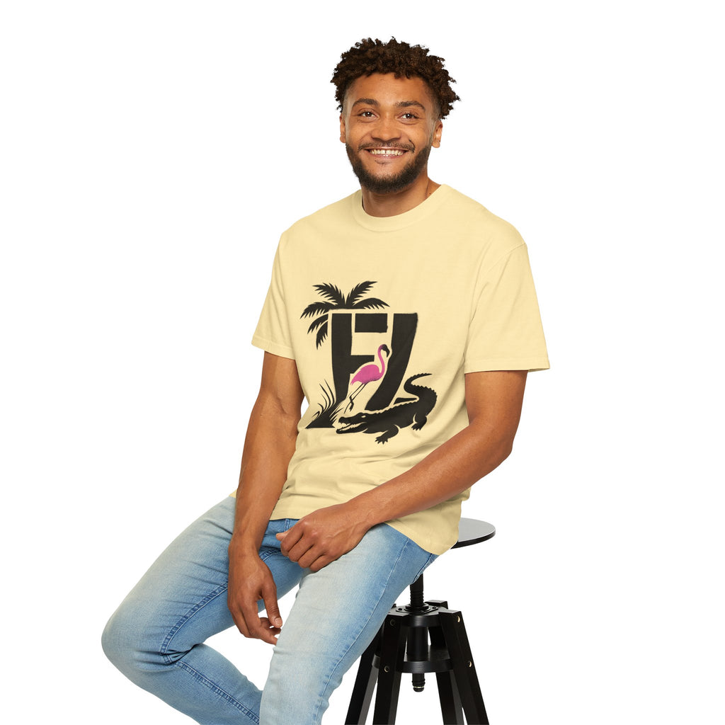 OurState Tees - Florida FL - Tropical Flamingo & Alligator Graphic