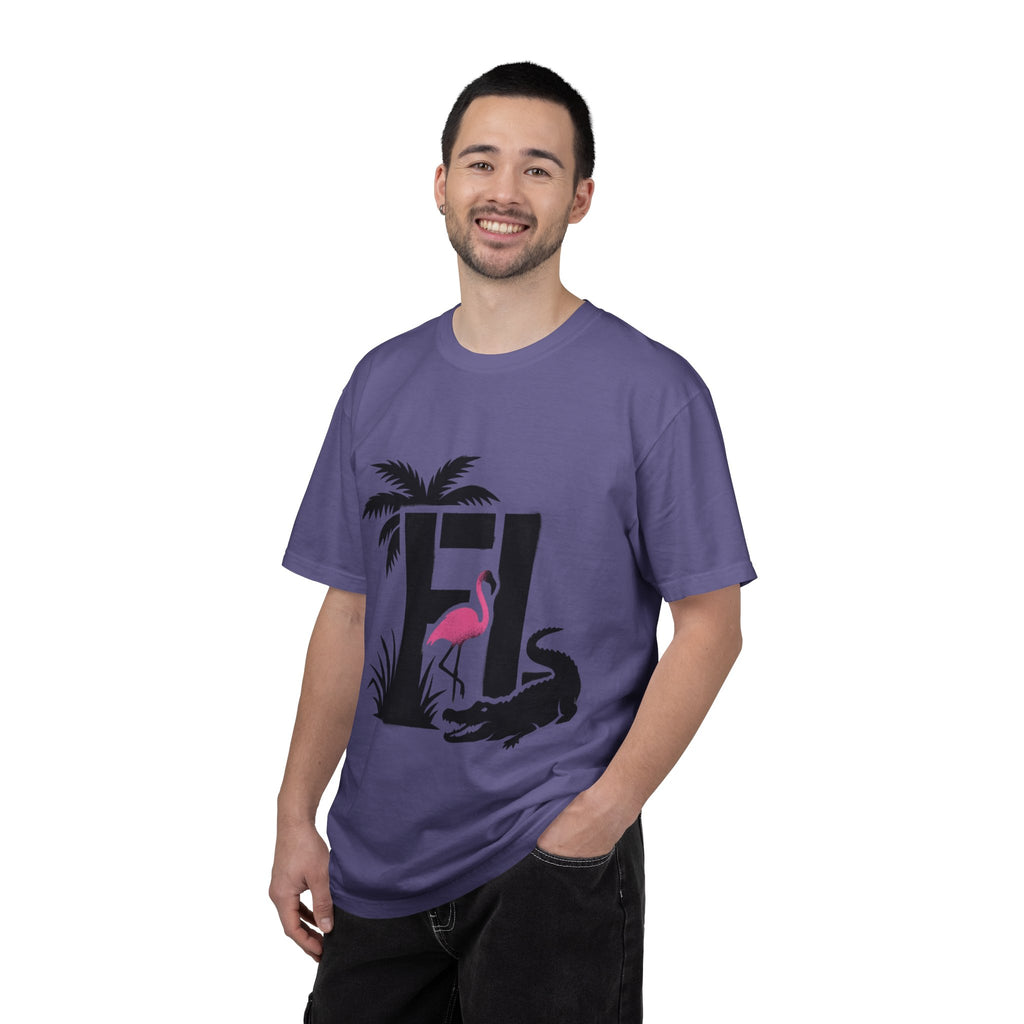 OurState Tees - Florida FL - Tropical Flamingo & Alligator Graphic