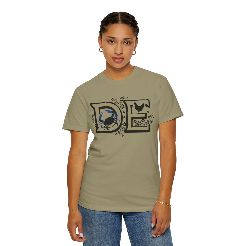 OurStateTees - Deleware DE Letterpress Tee — Floral & Bird Graphic T-Shirt