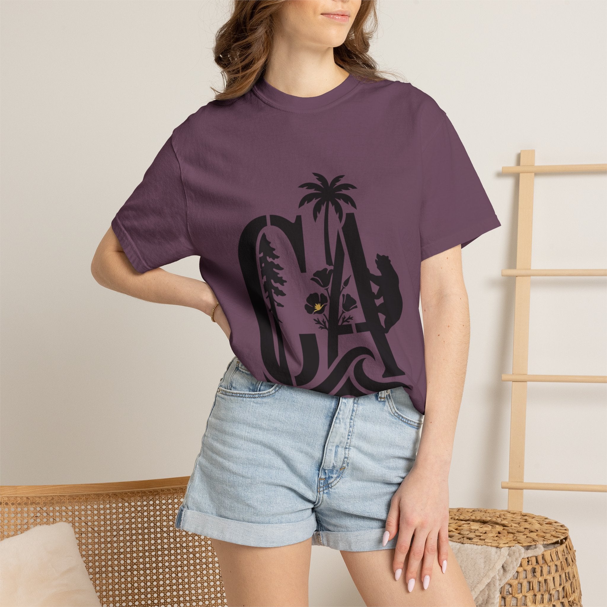 OurStateTees - California Surf Bear T-Shirt — CA Palm Tree Wave Graphic Tee