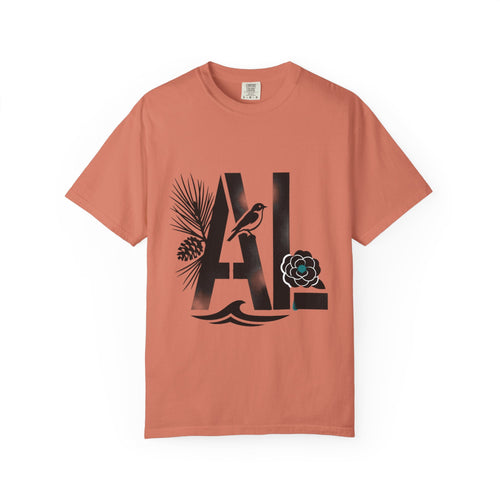 OurStateTees - Alabama AL Botanical Graphic T-Shirt — California Palm, Flower & Bird Design