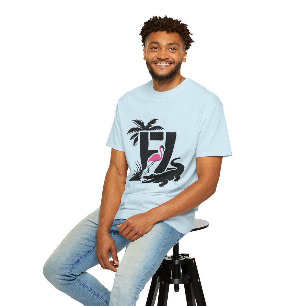 OurState Tees - Florida FL - Tropical Flamingo & Alligator Graphic