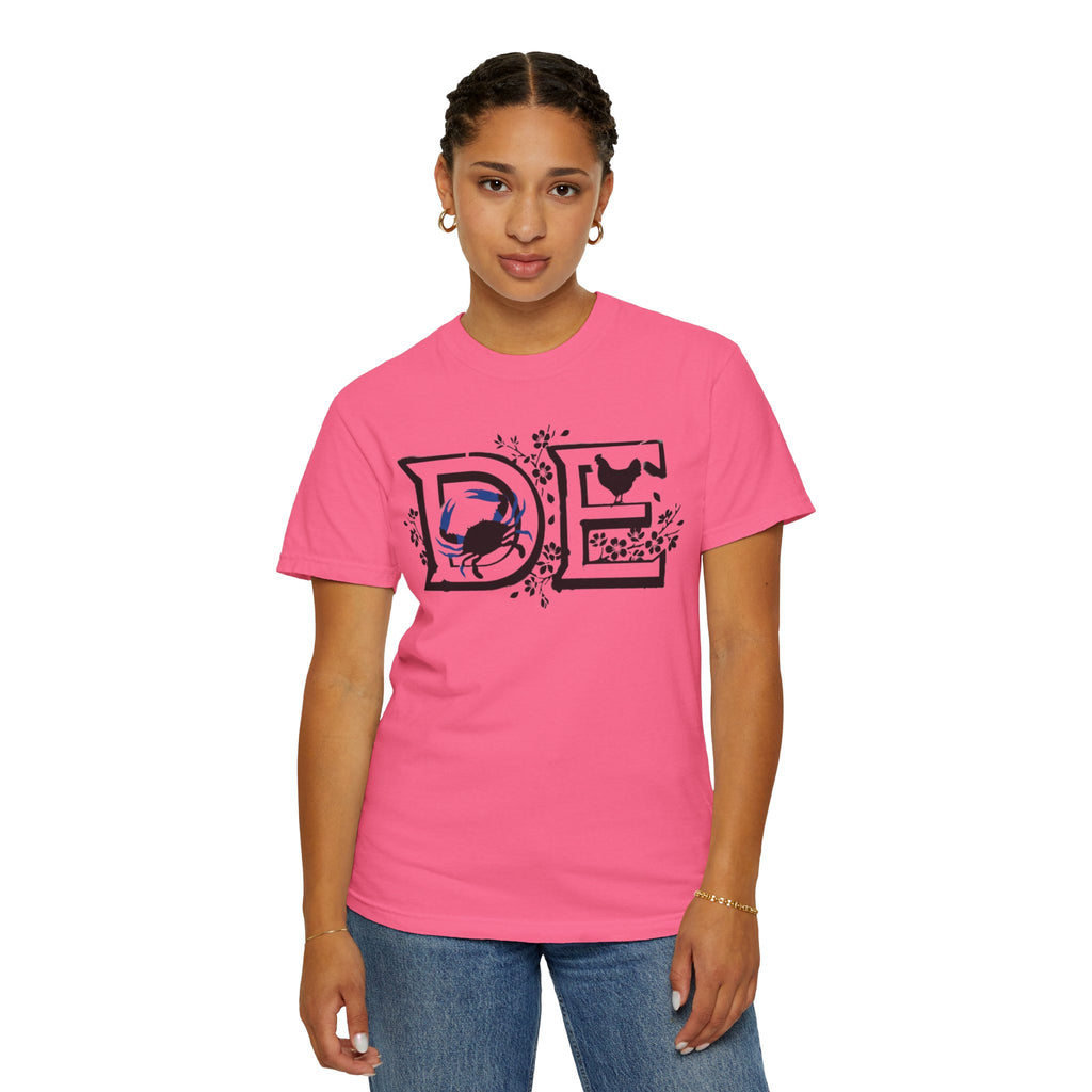 OurStateTees - Deleware DE Letterpress Tee — Floral & Bird Graphic T-Shirt