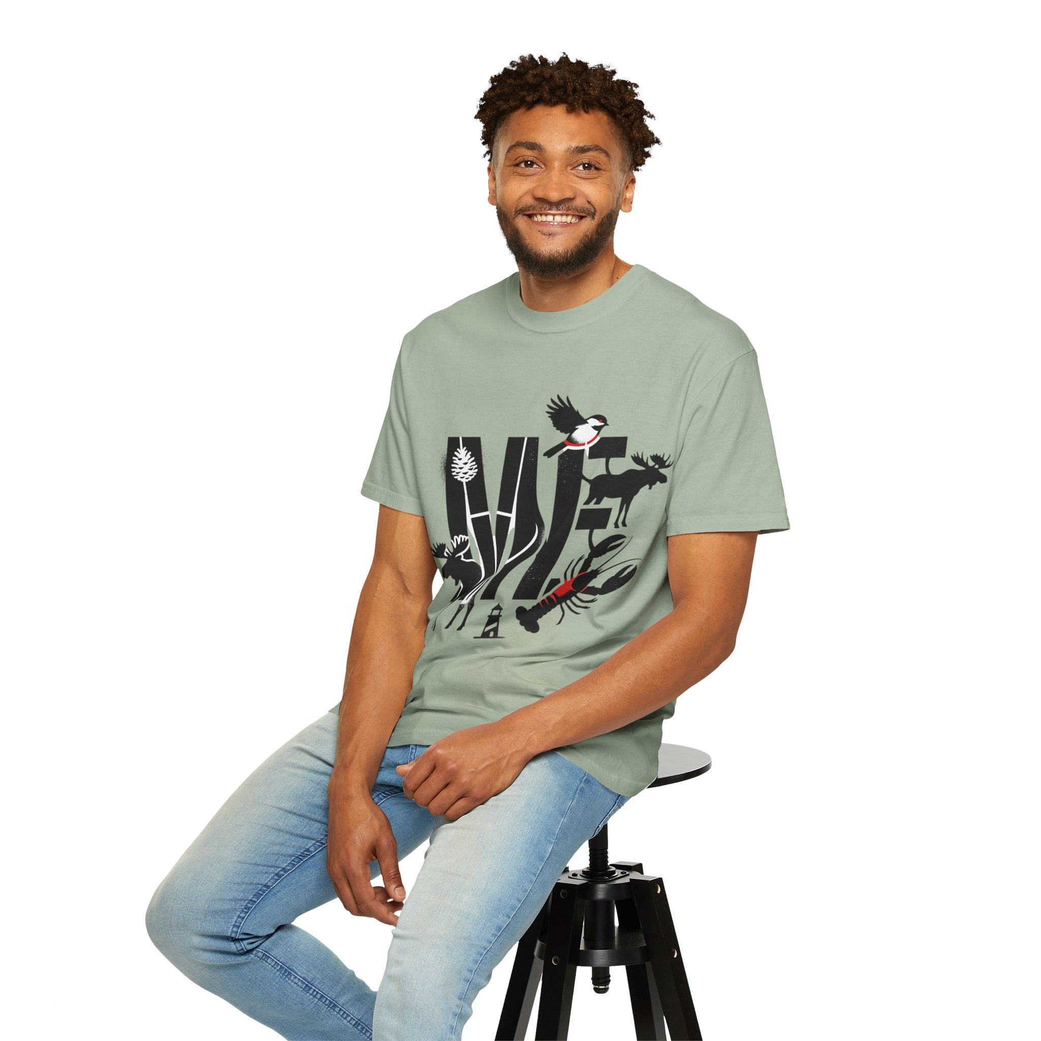 OurStateTees - Maine ME — Maine Wildlife Silhouette Tee (lobster, moose, loon, lighthouse)