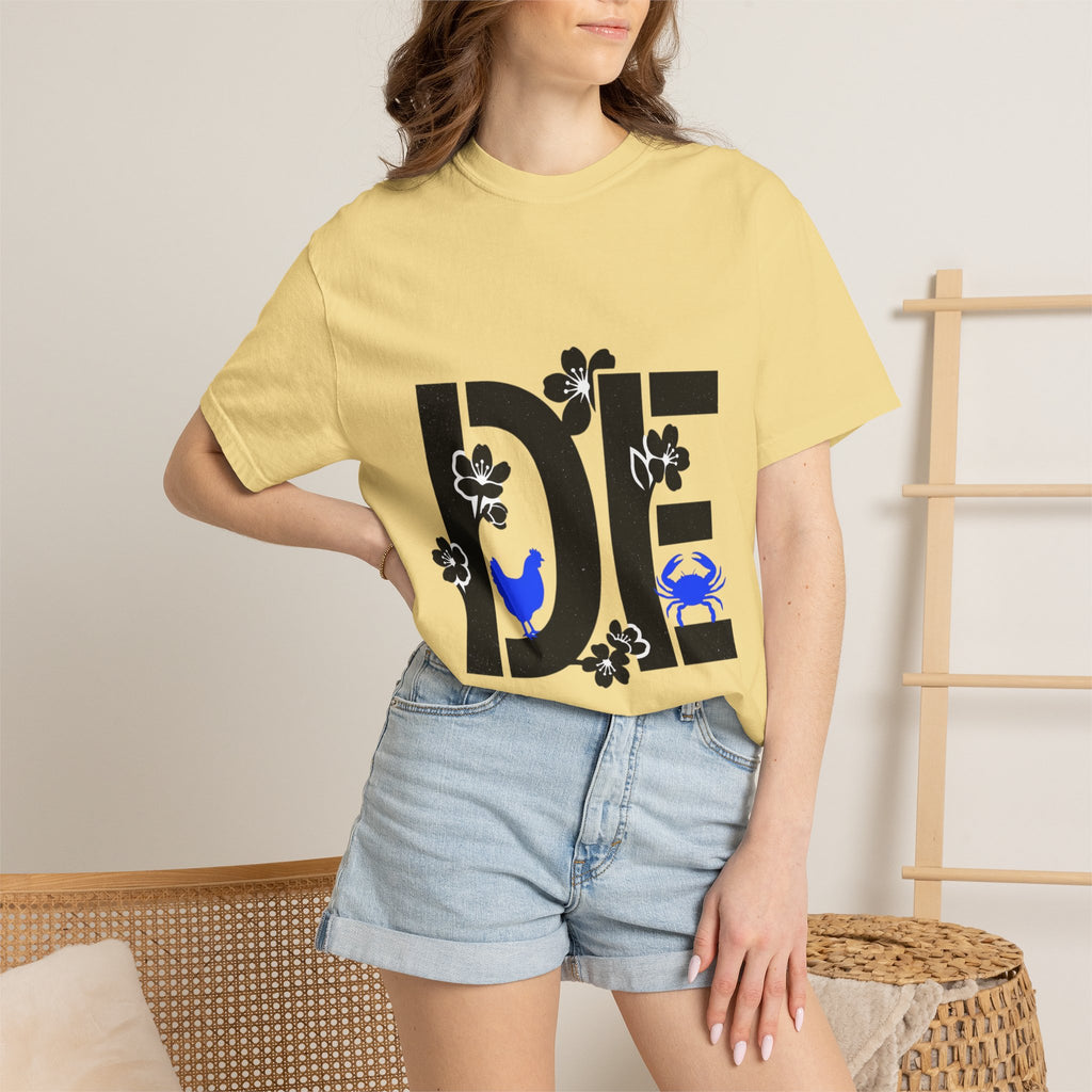 OurStateTees - Deleware DE Floral Nautical Graphic Tee (Crab & Chick Accent)