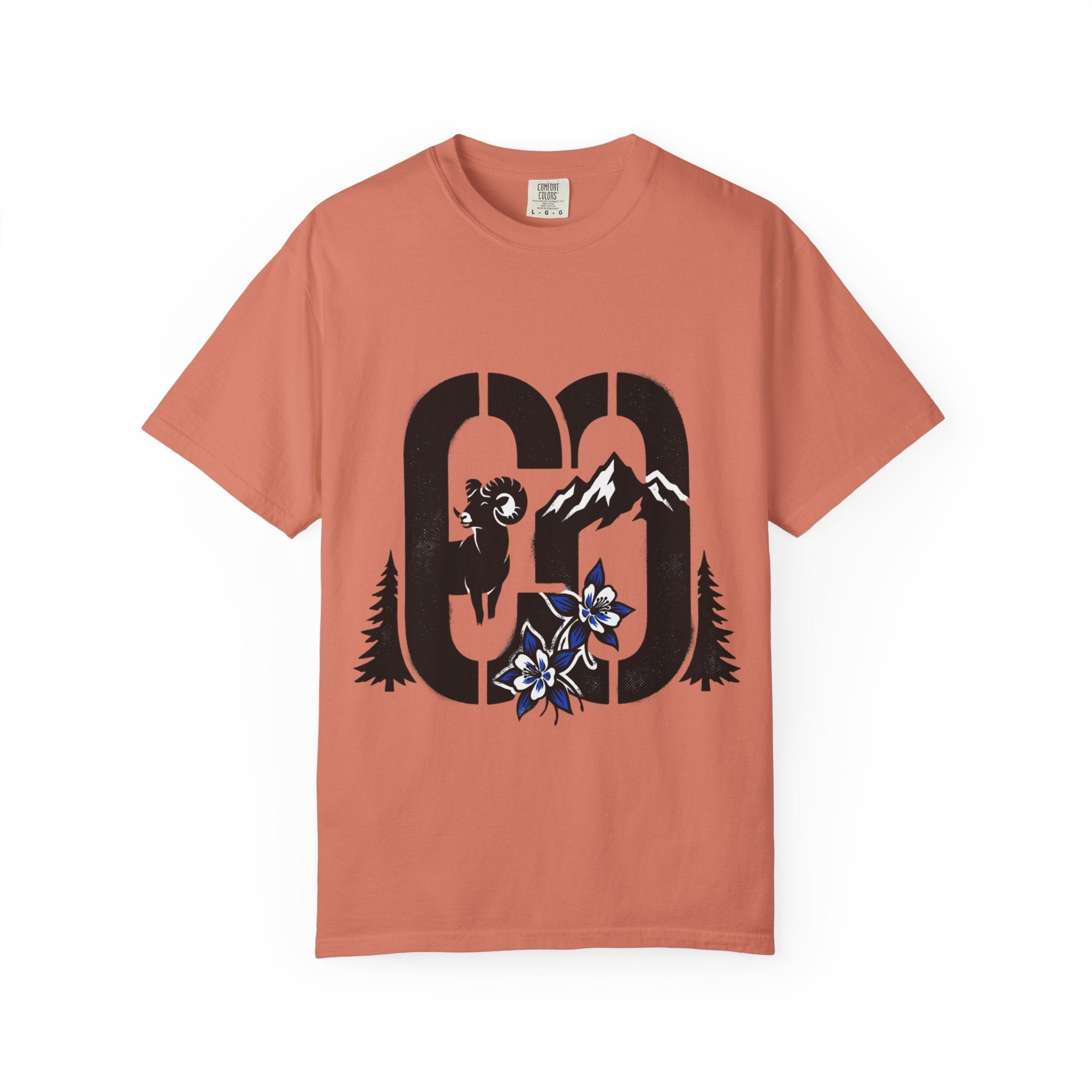 OurStateTees - Colorado CO Rocky Mountain Anniversary Tee — Mountain Goat & Wildflower Graphic T-Shirt
