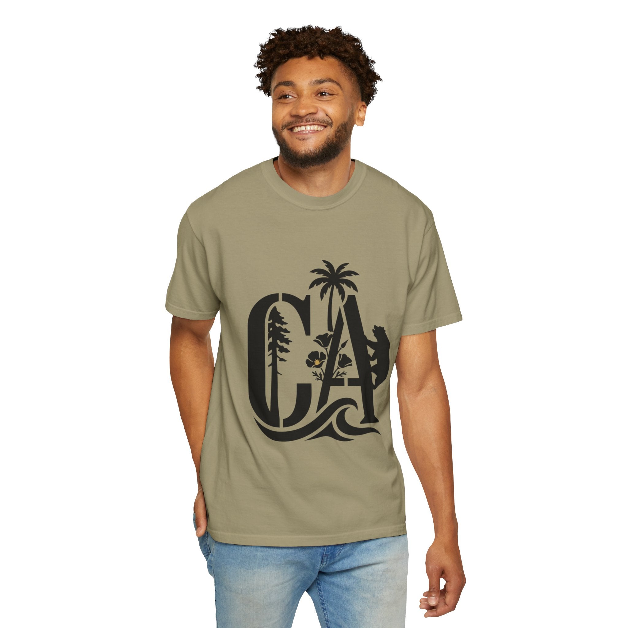 OurStateTees - California Surf Bear T-Shirt — CA Palm Tree Wave Graphic Tee
