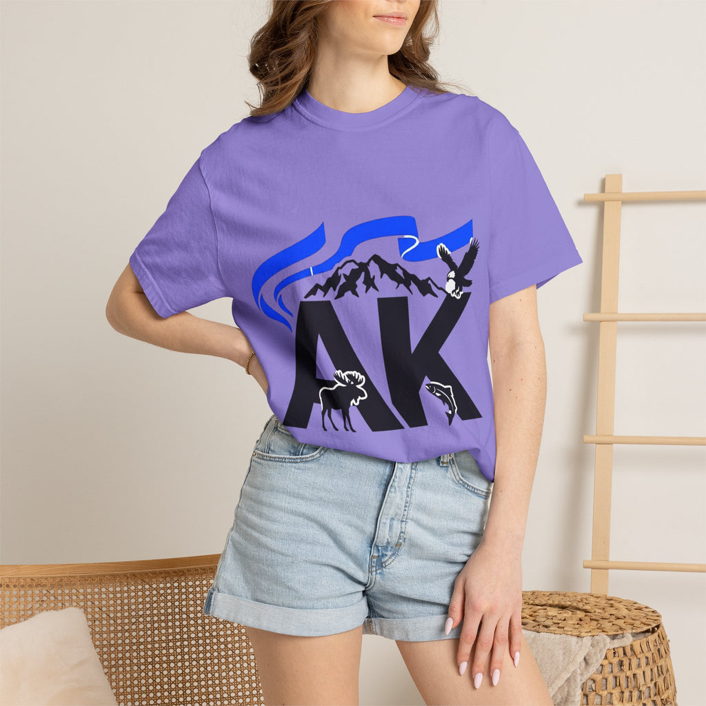 OurStateTees - Alaska AK Wilderness T-Shirt — Moose, Mountains & Bald Eagle Graphic