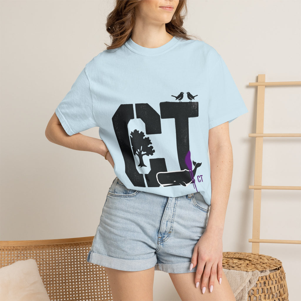 OurStateTees - Connecticut CT State T-Shirt — Connecticut Nature Graphic Tee with Whales, Trees & Birds