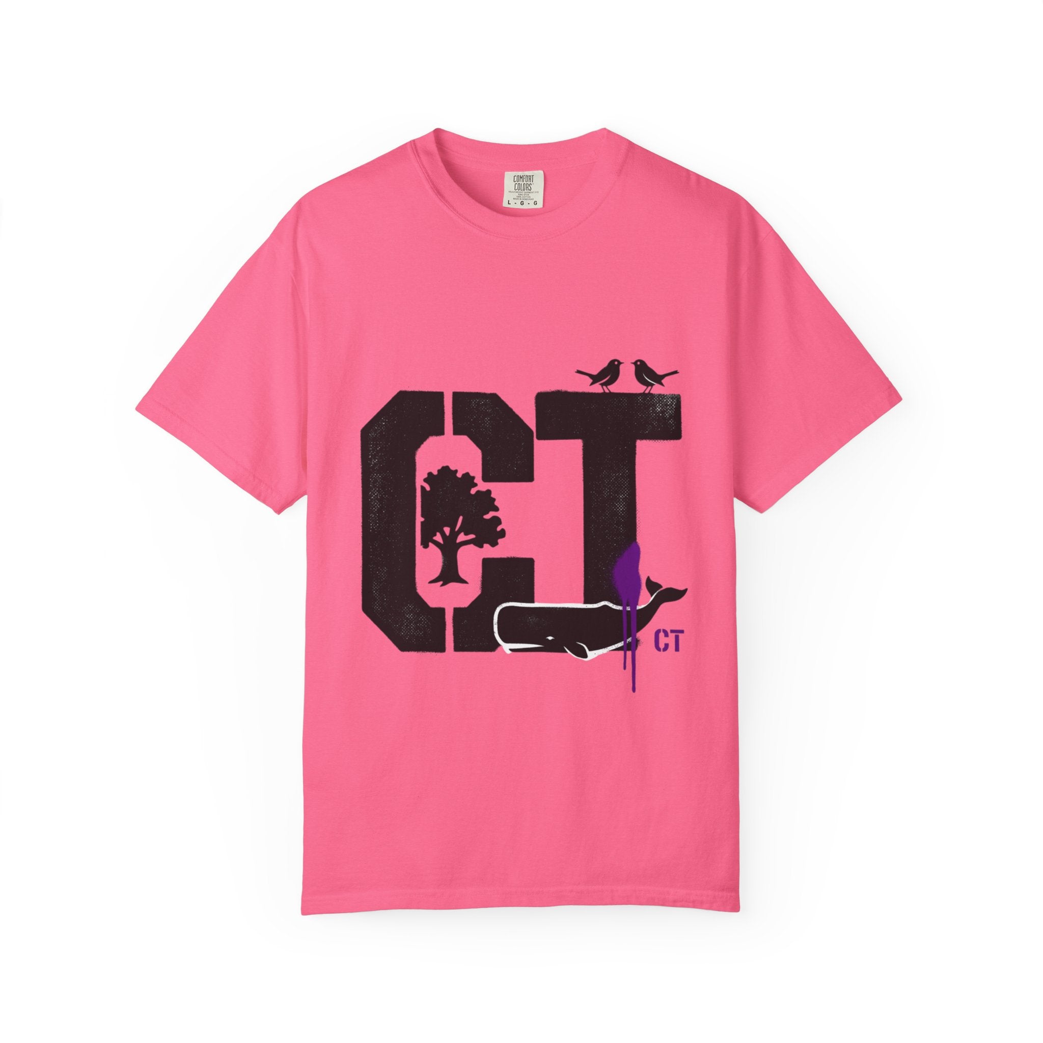 OurStateTees - Connecticut CT State T-Shirt — Connecticut Nature Graphic Tee with Whales, Trees & Birds