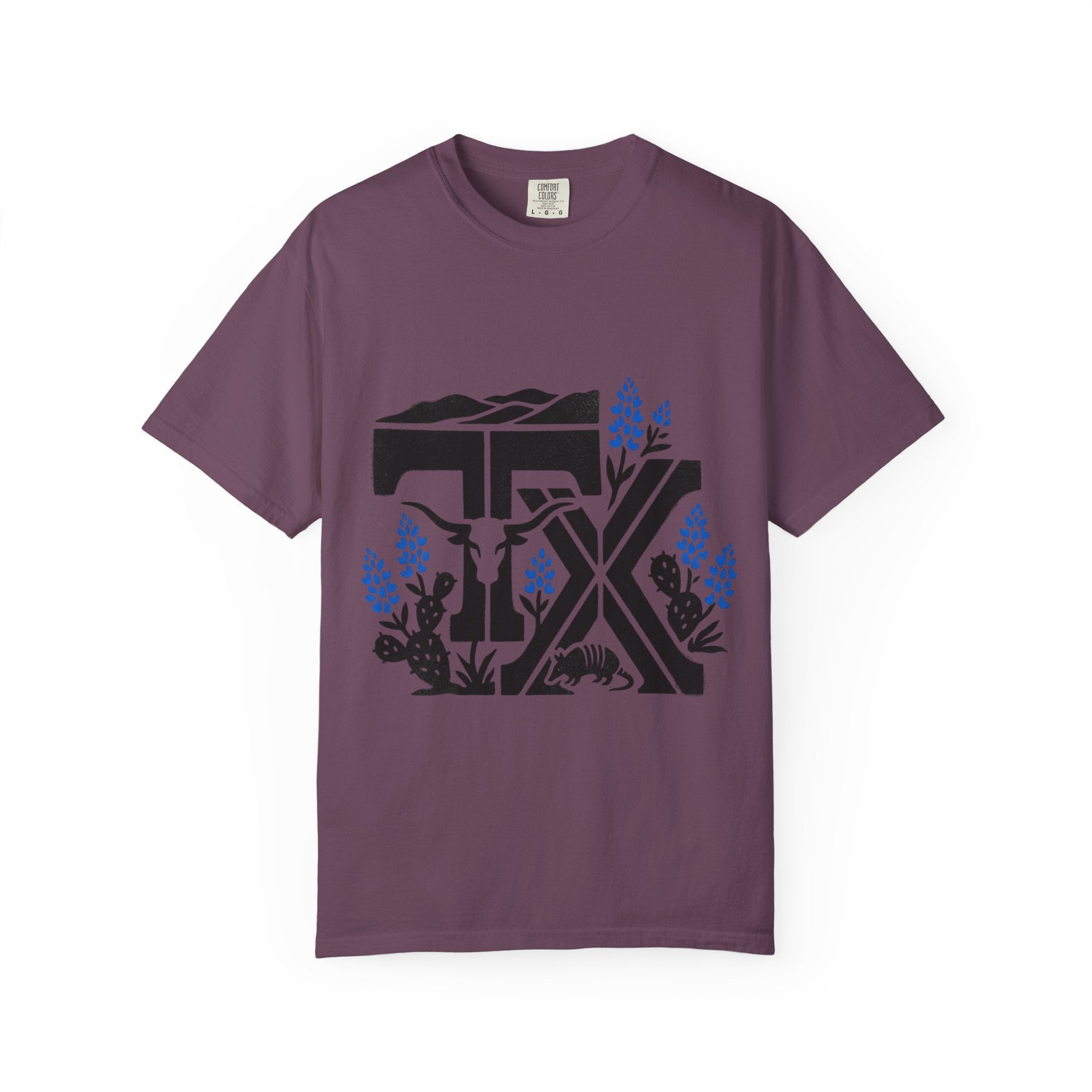 OurStateTees - TX Texas Southwestern Tee — Longhorn, Armadillo & Bluebonnet Graphic T-Shirt