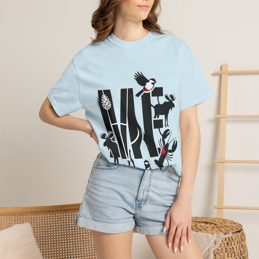 OurStateTees - Maine ME — Maine Wildlife Silhouette Tee (lobster, moose, loon, lighthouse)