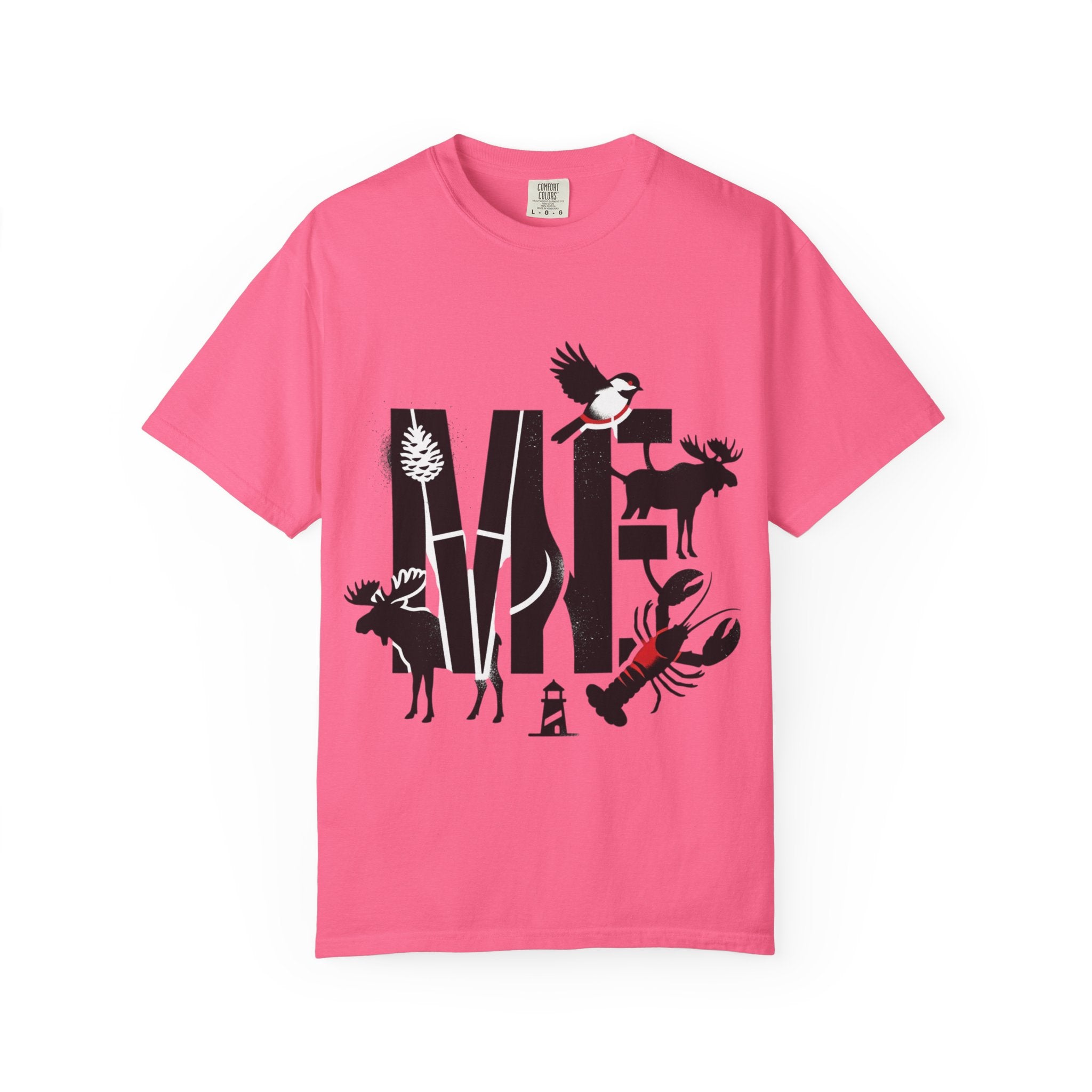 OurStateTees - Maine ME — Maine Wildlife Silhouette Tee (lobster, moose, loon, lighthouse)