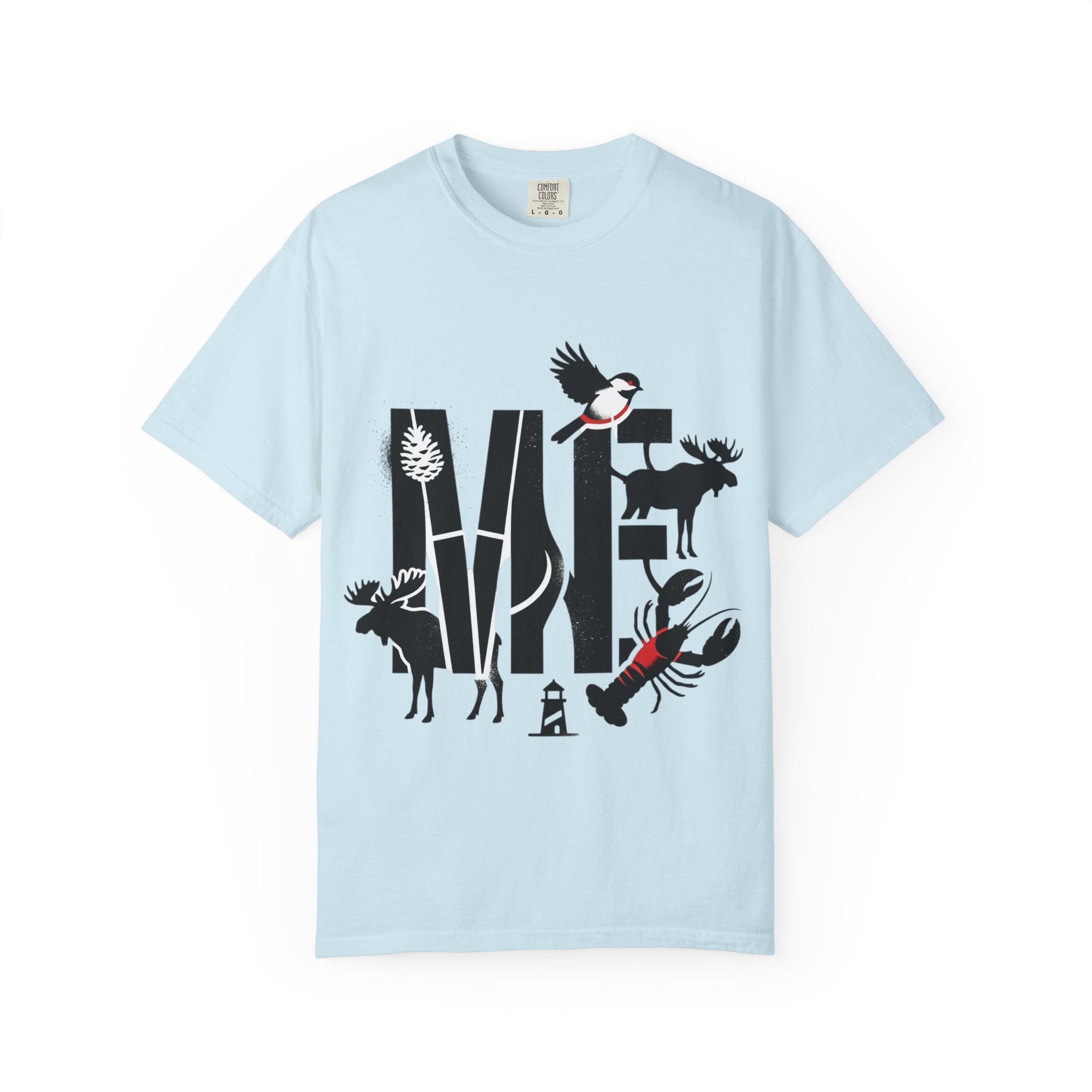 OurStateTees - Maine ME — Maine Wildlife Silhouette Tee (lobster, moose, loon, lighthouse)
