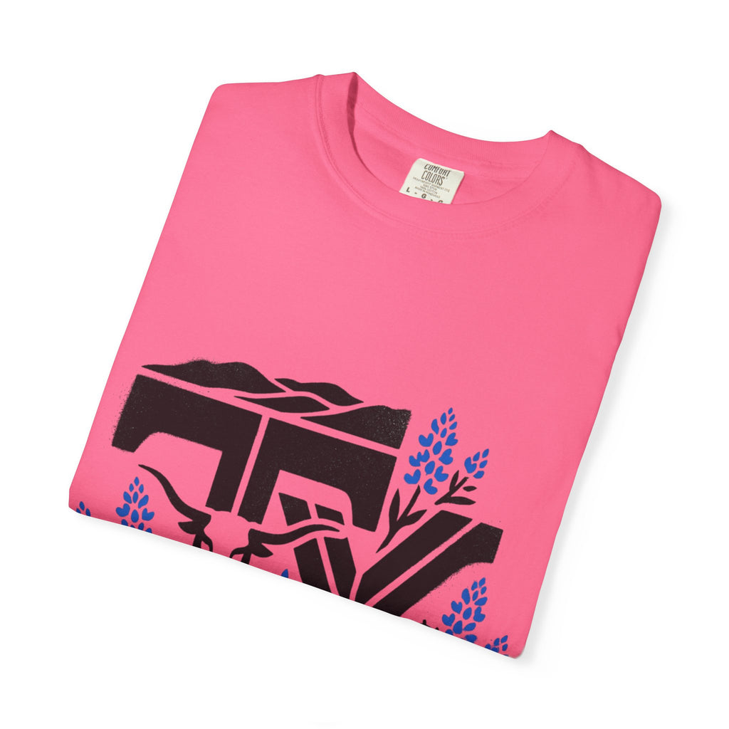 OurStateTees - TX Texas Southwestern Tee — Longhorn, Armadillo & Bluebonnet Graphic T-Shirt