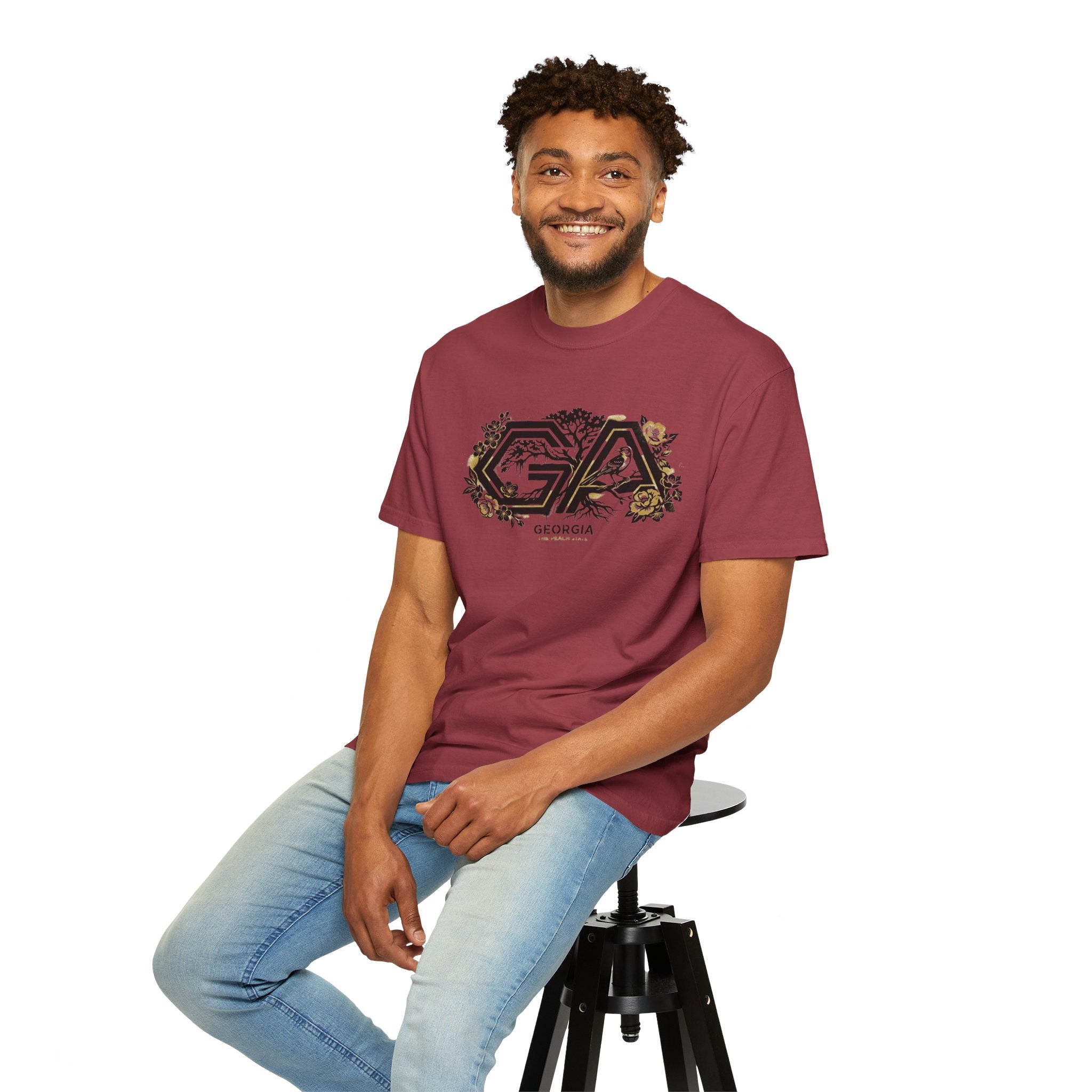 OurStateTees - Georgia GA Floral Logo T‑Shirt — Botanical Accents