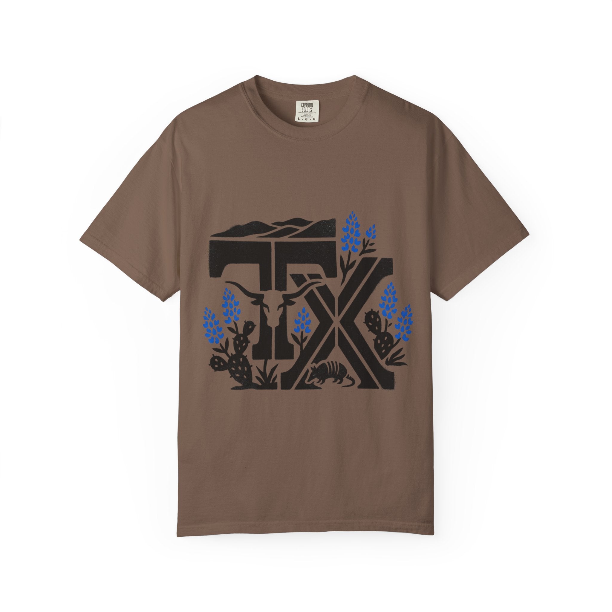 OurStateTees - TX Texas Southwestern Tee — Longhorn, Armadillo & Bluebonnet Graphic T-Shirt