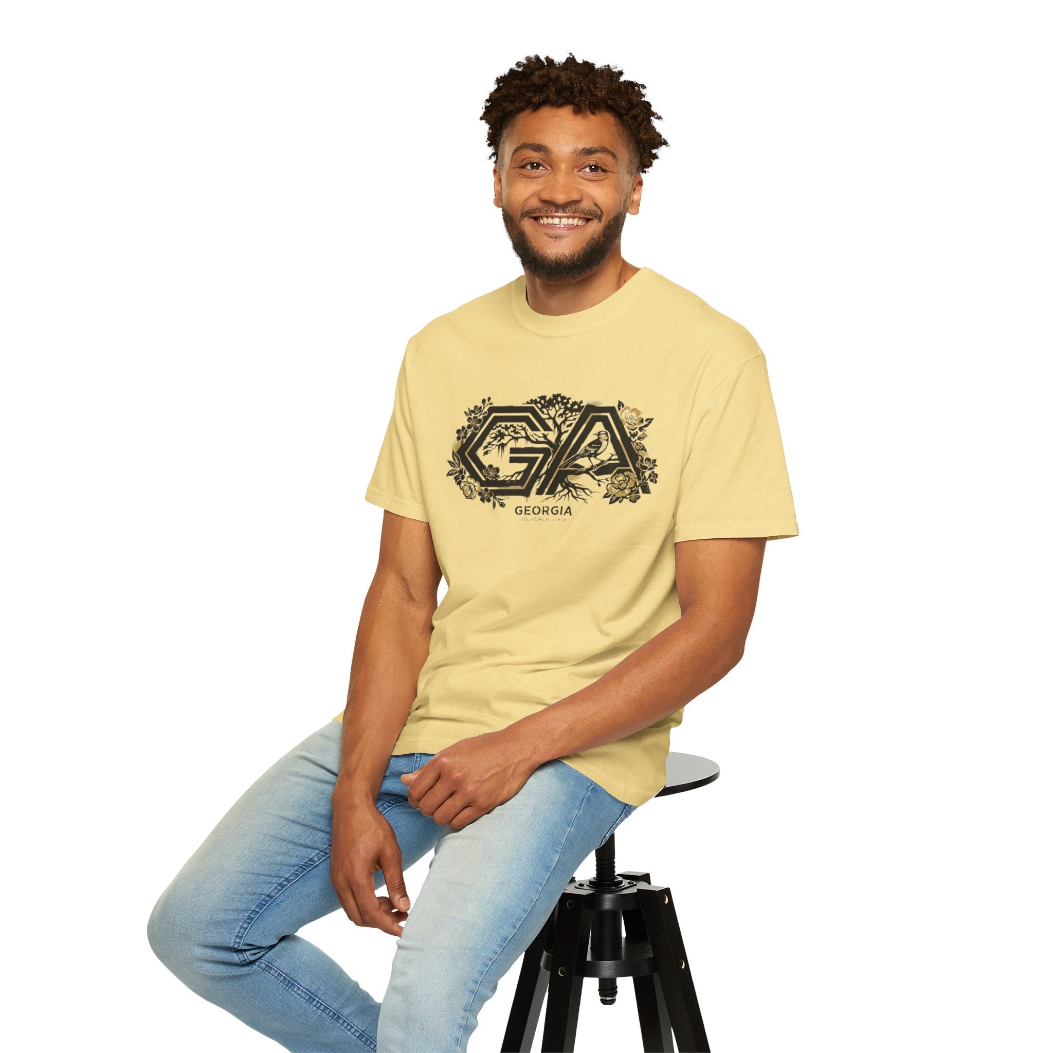 OurStateTees - Georgia GA Floral Logo T‑Shirt — Botanical Accents