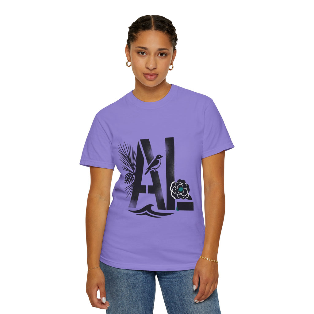 OurStateTees - Alabama AL Botanical Graphic T-Shirt — California Palm, Flower & Bird Design