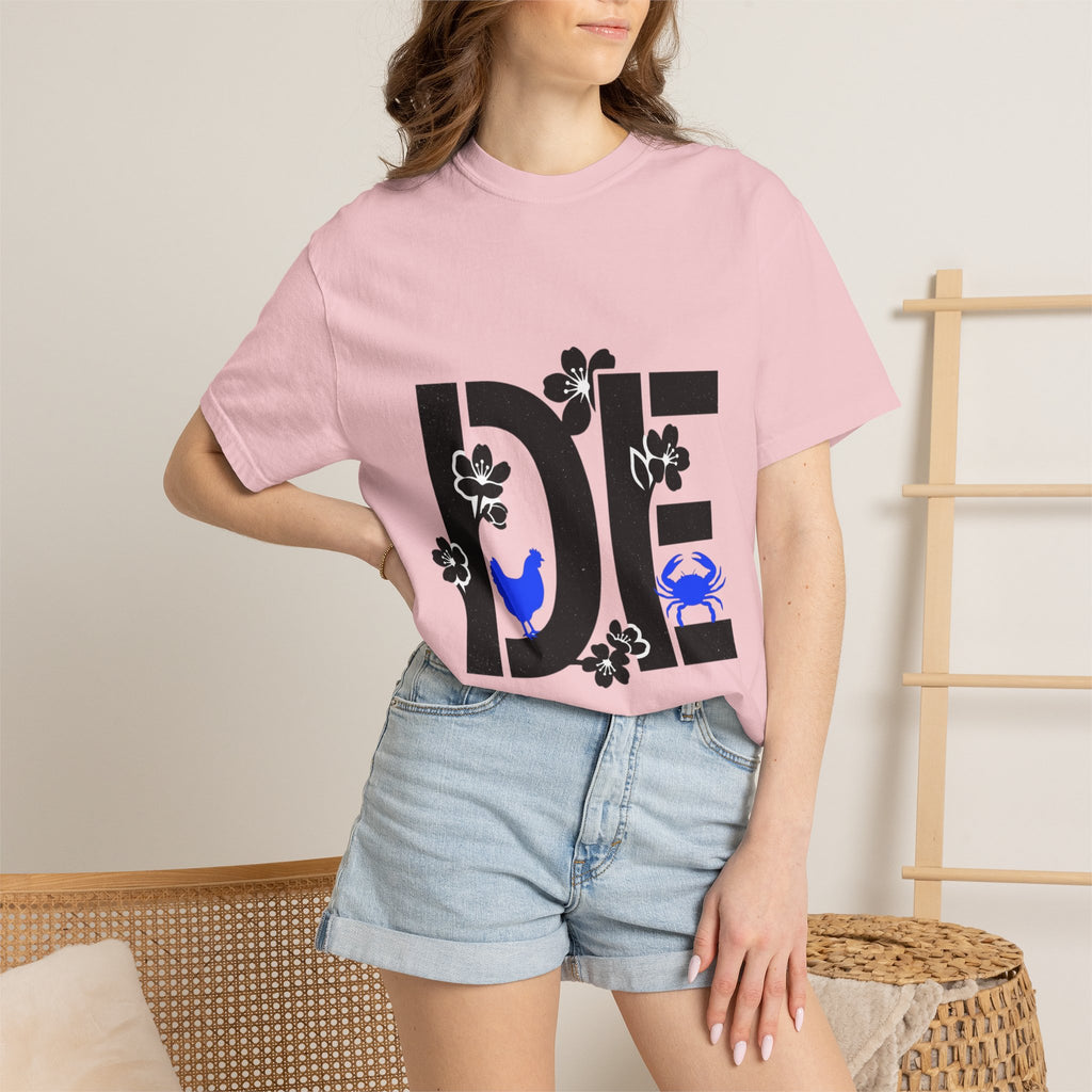 OurStateTees - Deleware DE Floral Nautical Graphic Tee (Crab & Chick Accent)