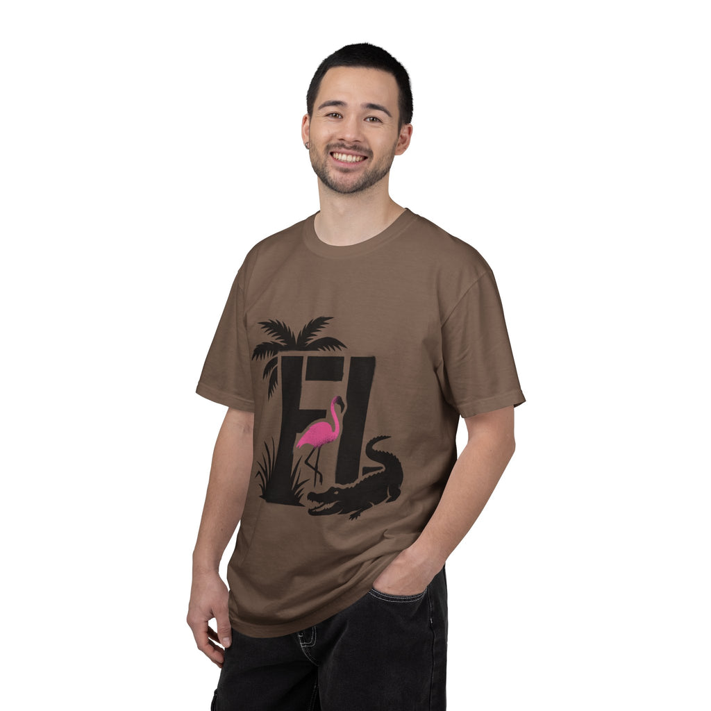 OurState Tees - Florida FL - Tropical Flamingo & Alligator Graphic