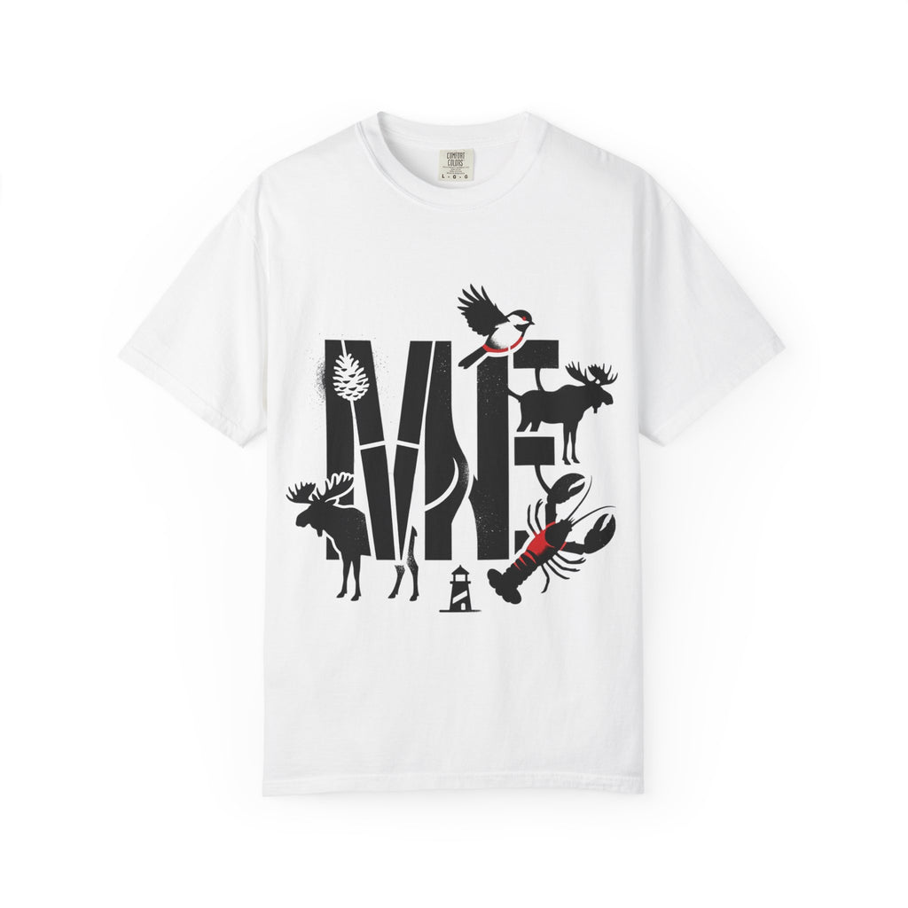 OurStateTees - Maine ME — Maine Wildlife Silhouette Tee (lobster, moose, loon, lighthouse)