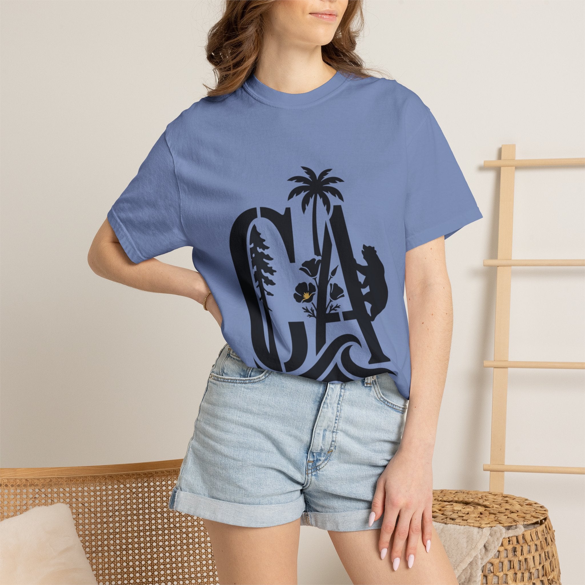 OurStateTees - California Surf Bear T-Shirt — CA Palm Tree Wave Graphic Tee