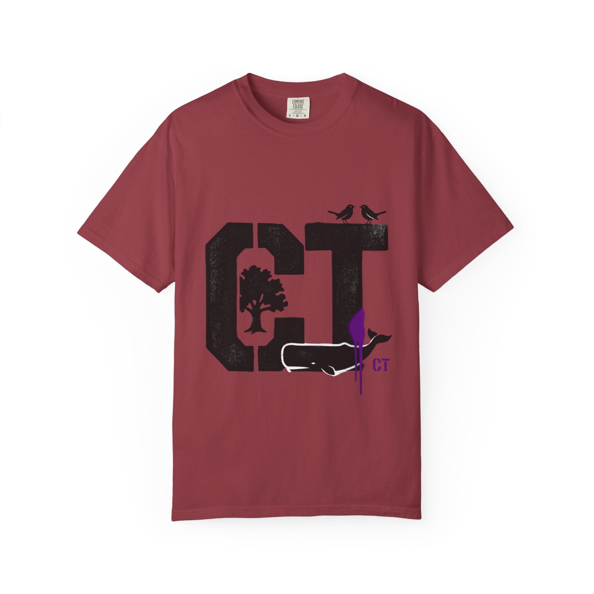 OurStateTees - Connecticut CT State T-Shirt — Connecticut Nature Graphic Tee with Whales, Trees & Birds