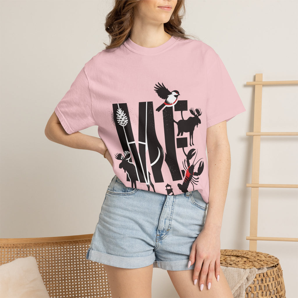 OurStateTees - Maine ME — Maine Wildlife Silhouette Tee (lobster, moose, loon, lighthouse)