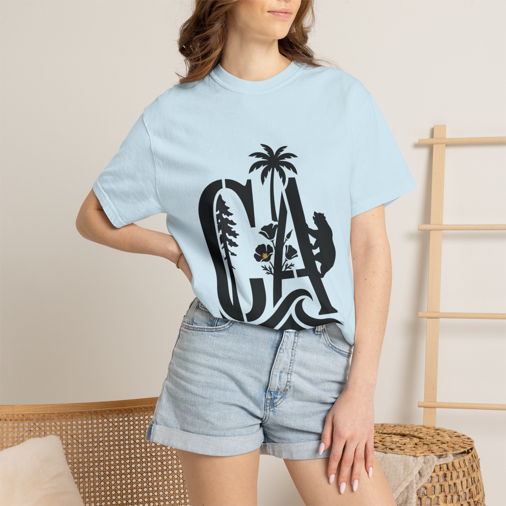 OurStateTees - California Surf Bear T-Shirt — CA Palm Tree Wave Graphic Tee