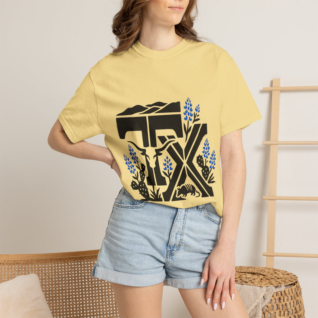 OurStateTees - TX Texas Southwestern Tee — Longhorn, Armadillo & Bluebonnet Graphic T-Shirt