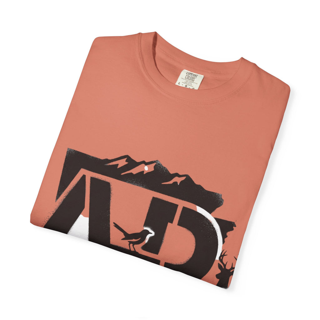 OurStateTees - Arkansas AR Mountain Logo T-Shirt — Nature Bird & Wildflower Graphic