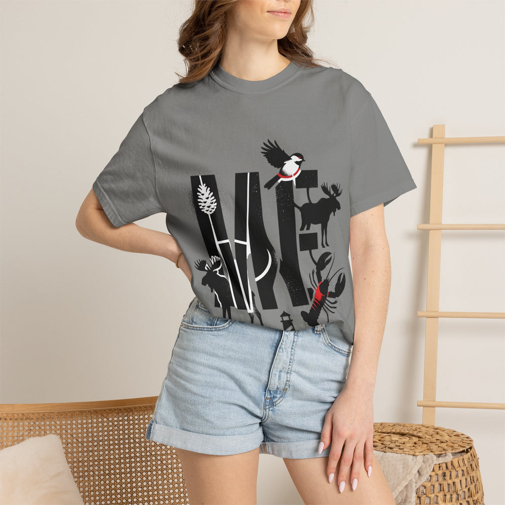 OurStateTees - Maine ME — Maine Wildlife Silhouette Tee (lobster, moose, loon, lighthouse)