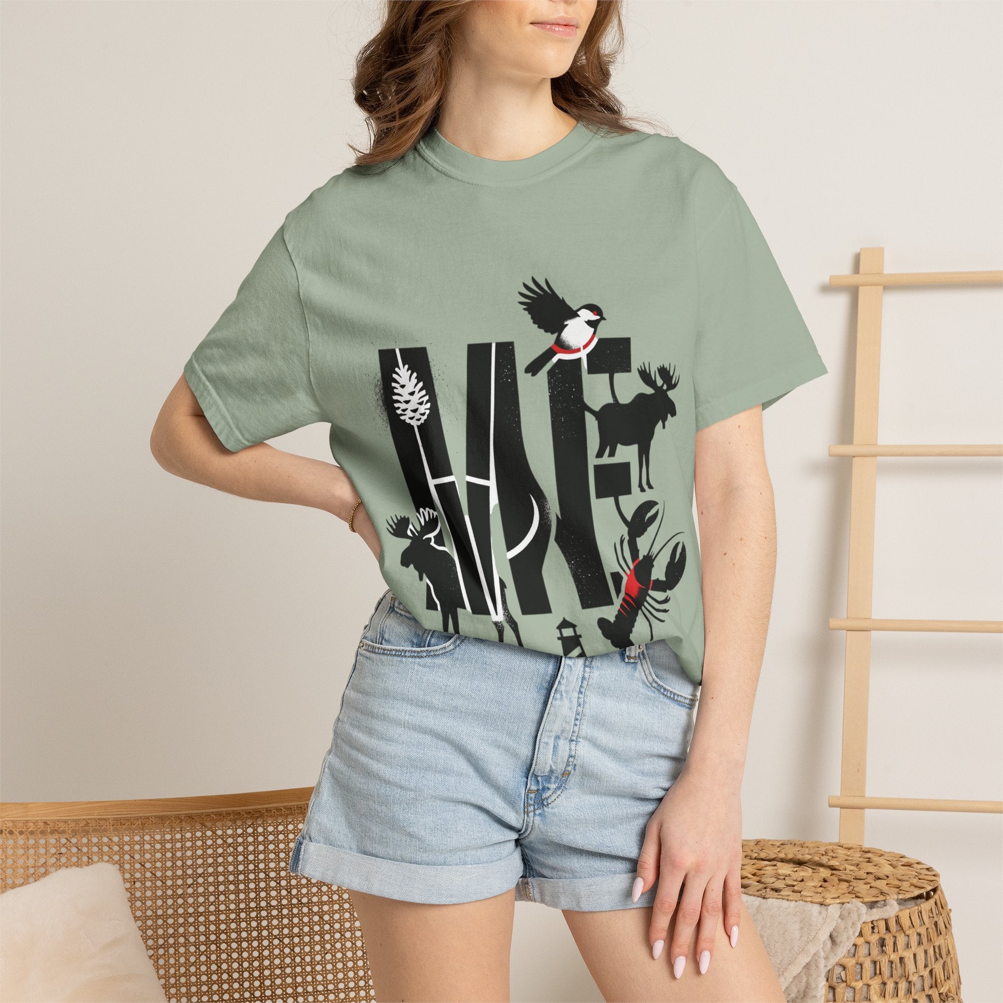 OurStateTees - Maine ME — Maine Wildlife Silhouette Tee (lobster, moose, loon, lighthouse)