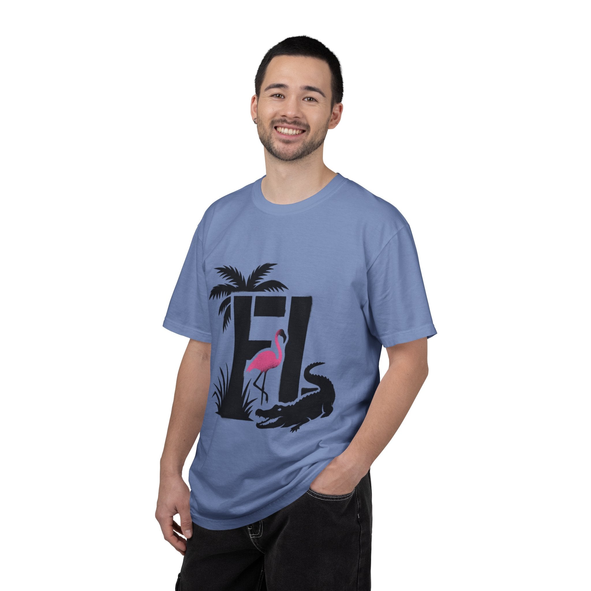 OurState Tees - Florida FL - Tropical Flamingo & Alligator Graphic