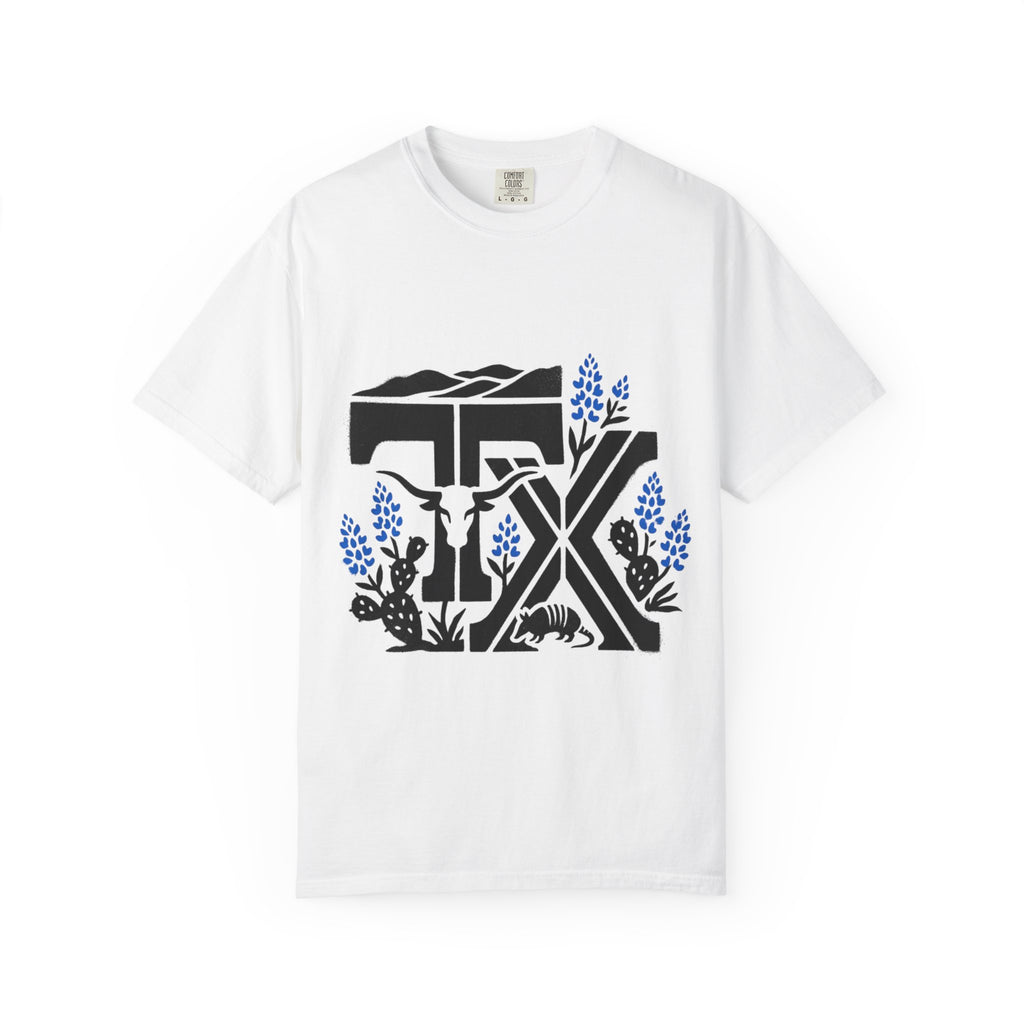 OurStateTees - TX Texas Southwestern Tee — Longhorn, Armadillo & Bluebonnet Graphic T-Shirt