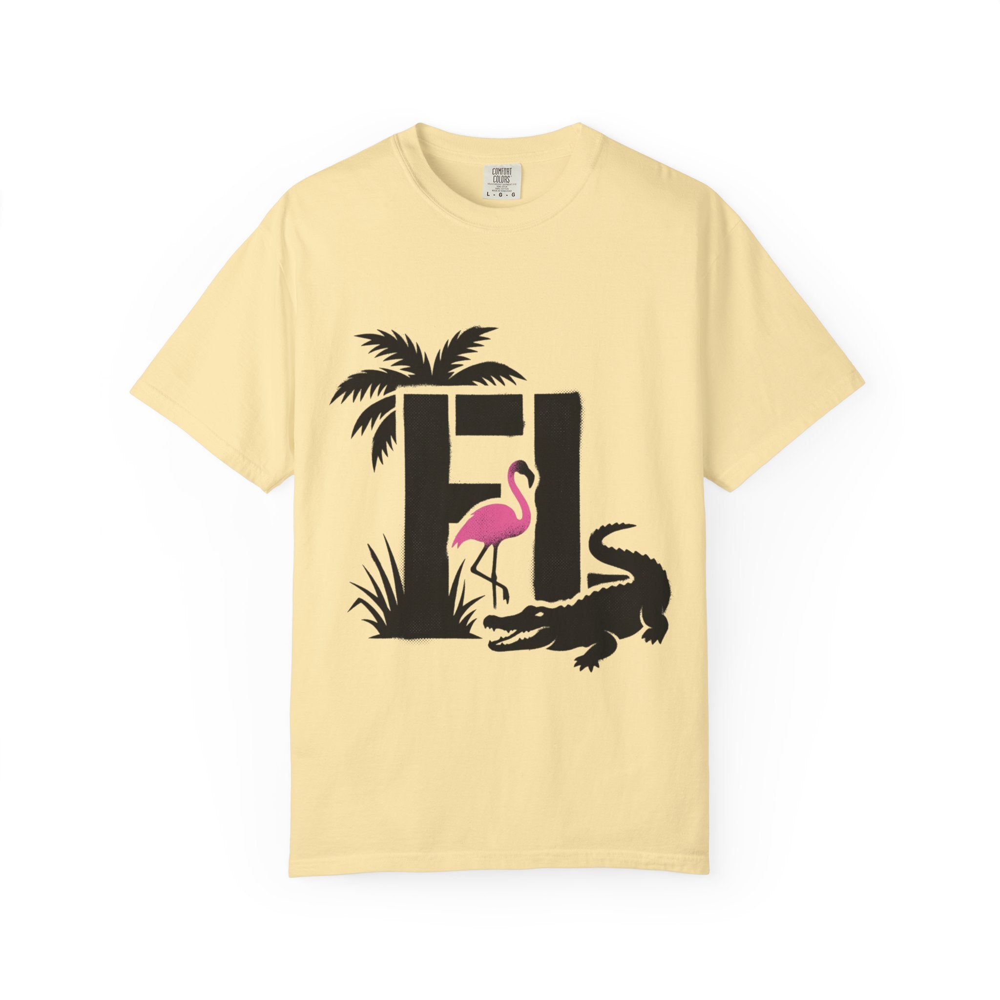 OurState Tees - Florida FL - Tropical Flamingo & Alligator Graphic