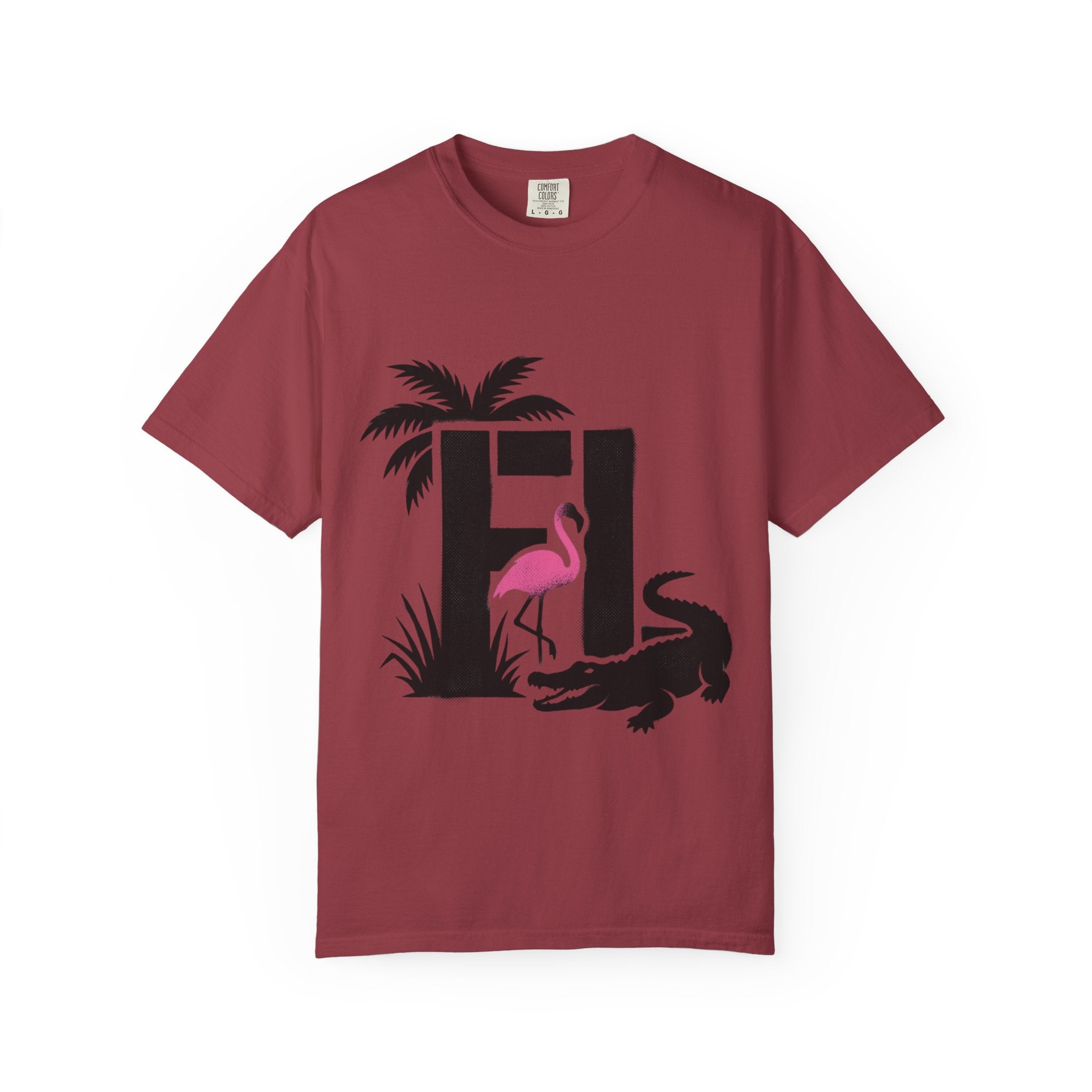 OurState Tees - Florida FL - Tropical Flamingo & Alligator Graphic
