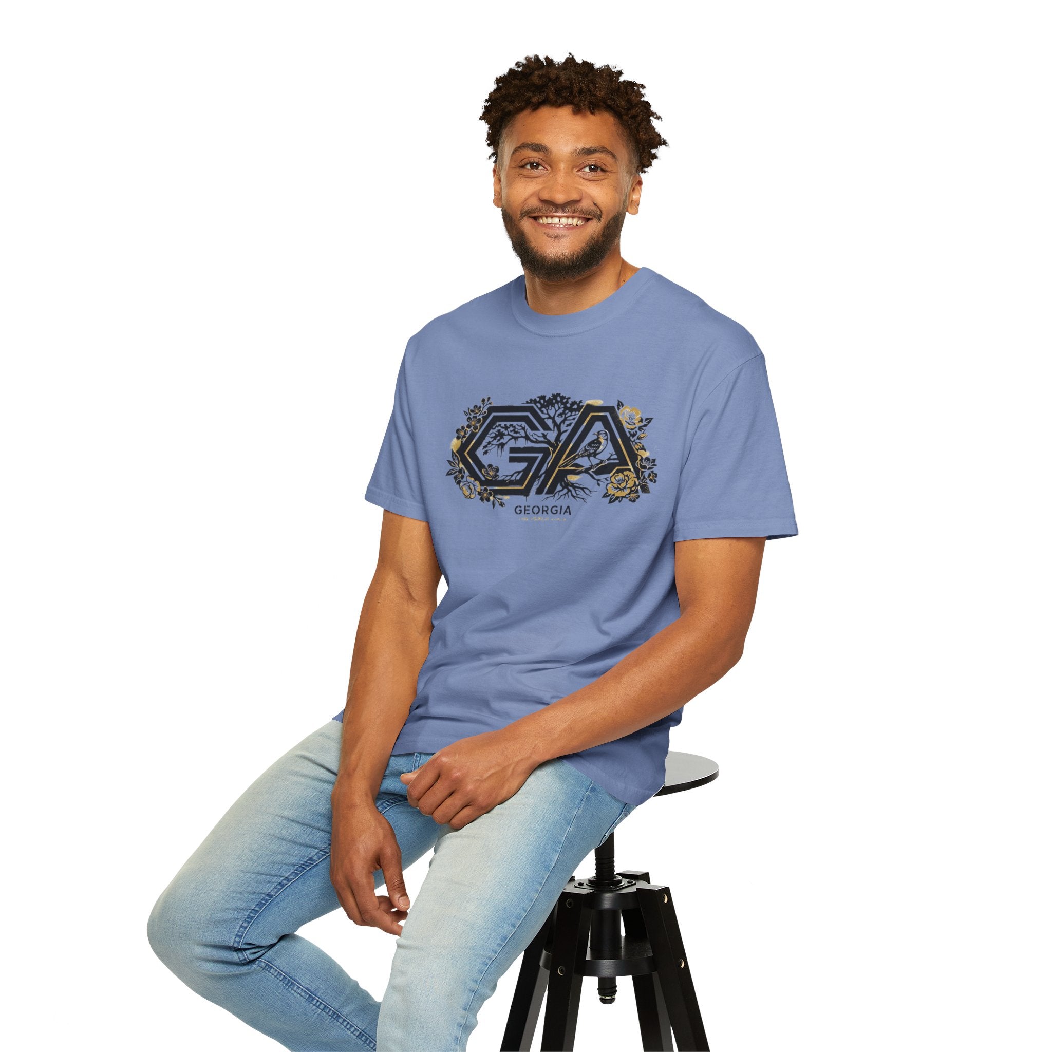 OurStateTees - Georgia GA Floral Logo T‑Shirt — Botanical Accents