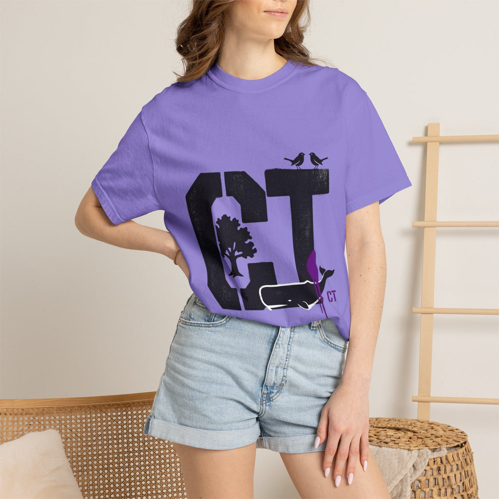 OurStateTees - Connecticut CT State T-Shirt — Connecticut Nature Graphic Tee with Whales, Trees & Birds