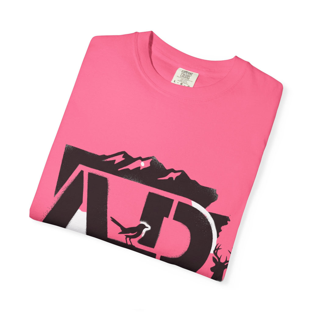 OurStateTees - Arkansas AR Mountain Logo T-Shirt — Nature Bird & Wildflower Graphic