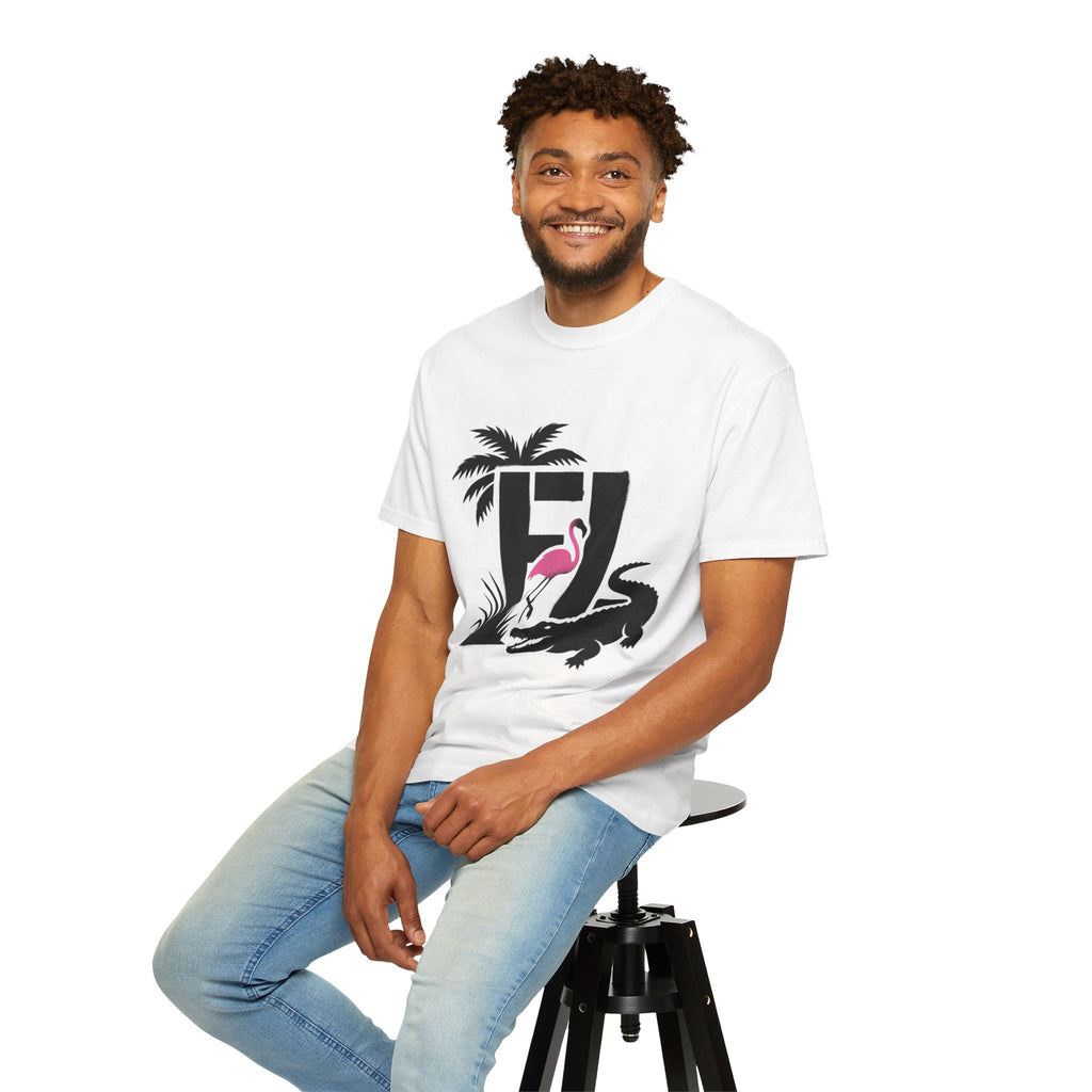 OurState Tees - Florida FL - Tropical Flamingo & Alligator Graphic