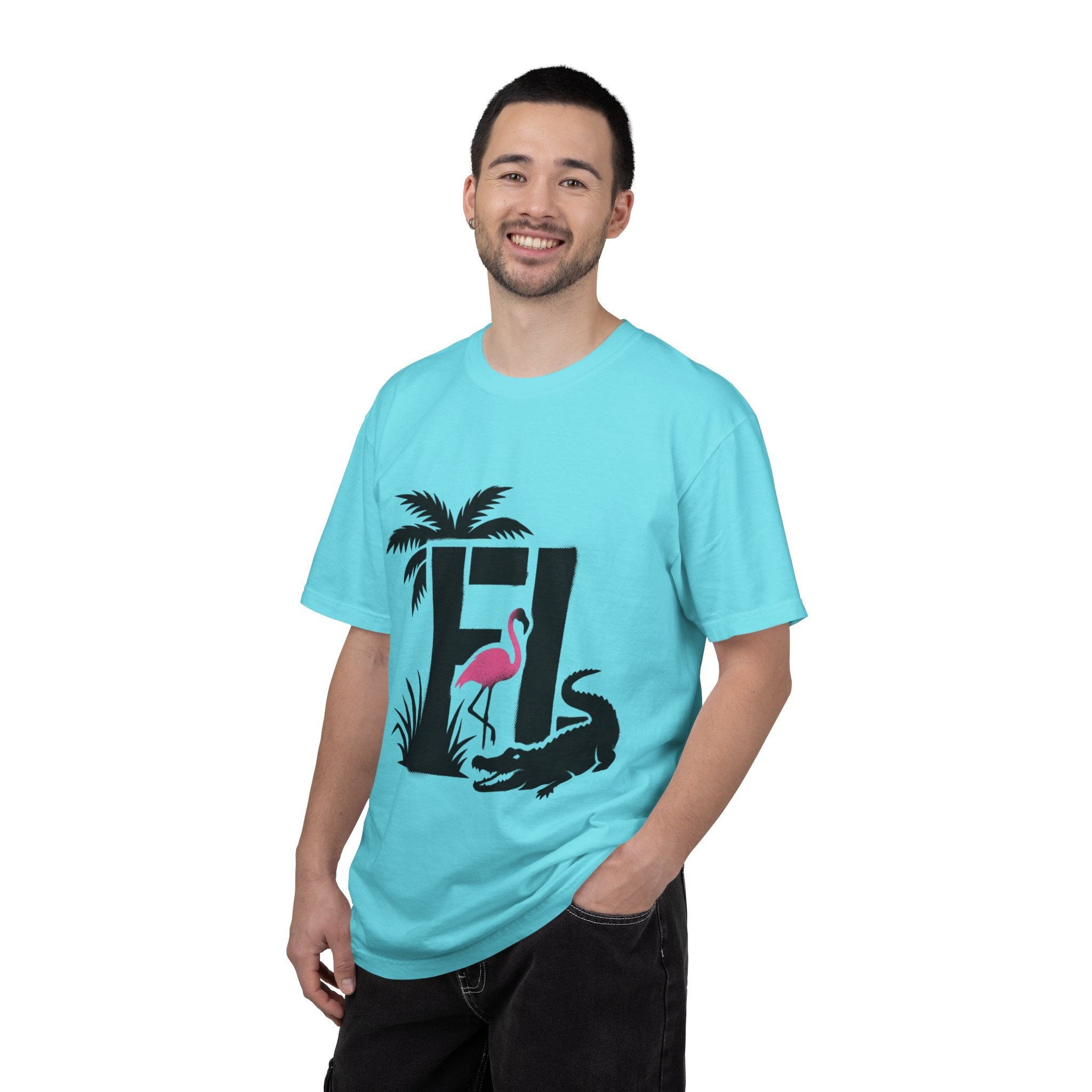 OurState Tees - Florida FL - Tropical Flamingo & Alligator Graphic
