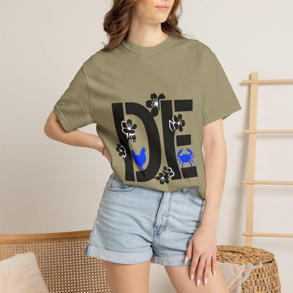 OurStateTees - Deleware DE Floral Nautical Graphic Tee (Crab & Chick Accent)