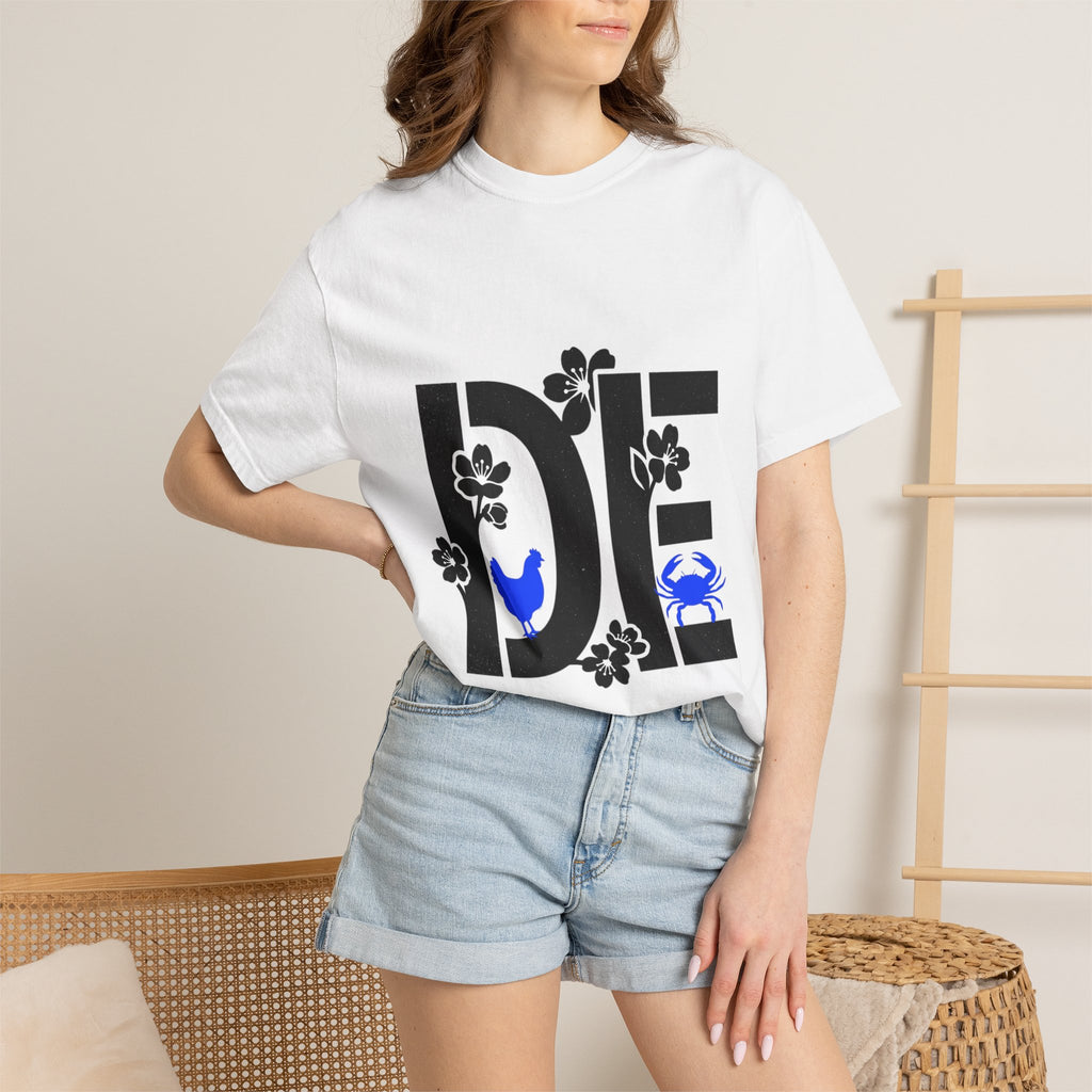 OurStateTees - Deleware DE Floral Nautical Graphic Tee (Crab & Chick Accent)