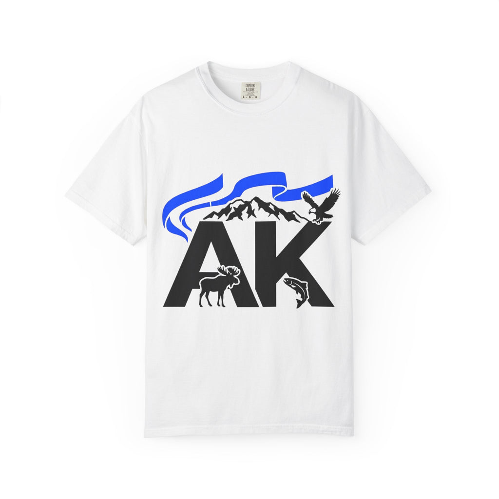 OurStateTees - Alaska AK Wilderness T-Shirt — Moose, Mountains & Bald Eagle Graphic