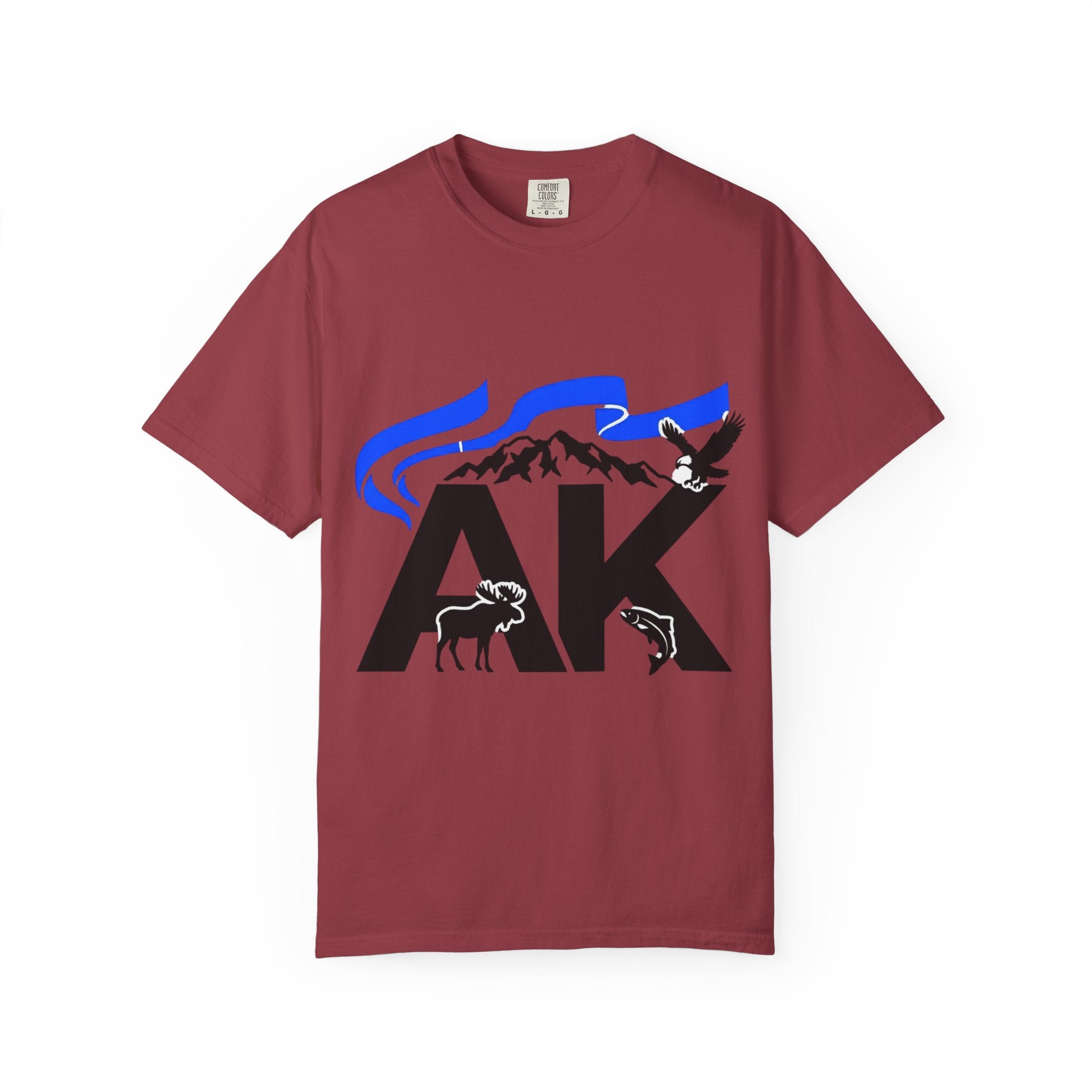 OurStateTees - Alaska AK Wilderness T-Shirt — Moose, Mountains & Bald Eagle Graphic