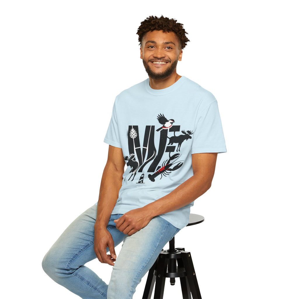 OurStateTees - Maine ME — Maine Wildlife Silhouette Tee (lobster, moose, loon, lighthouse)
